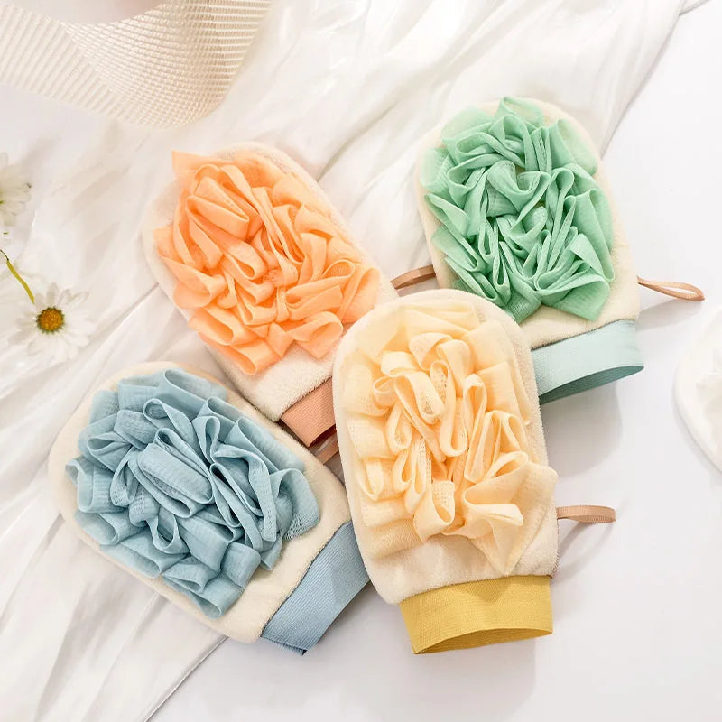 Double-Sided Exfoliating Gloves & Bath Scrubber Sponge Exfoliating Bath Glove PLUSH