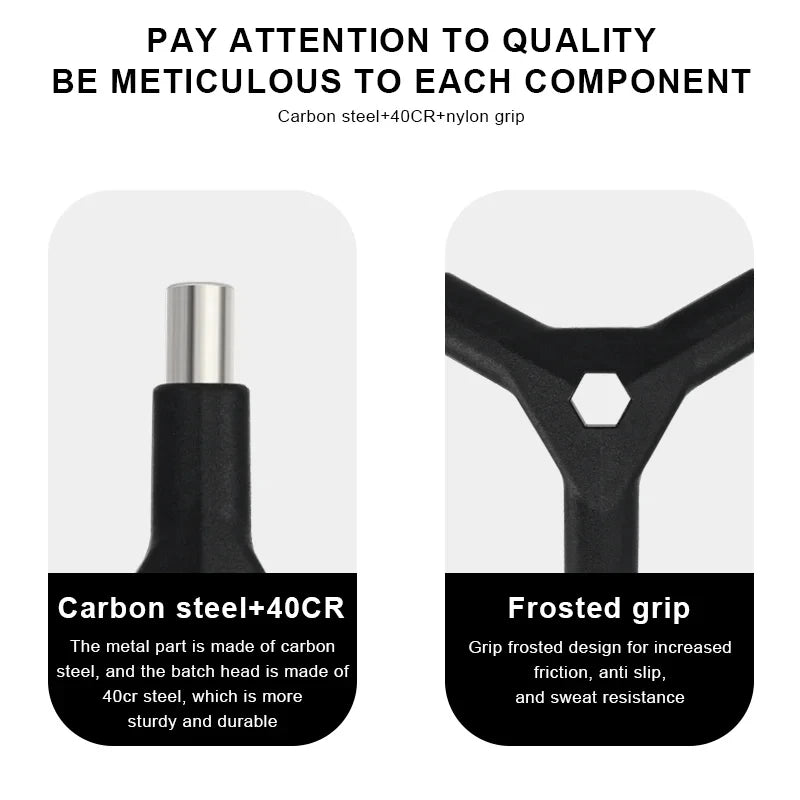 6-in-1 Y Wrench Set | Hex Allen, T25 & PH2 Bike Multitool Bicycle Multitool Wrench PLUSH