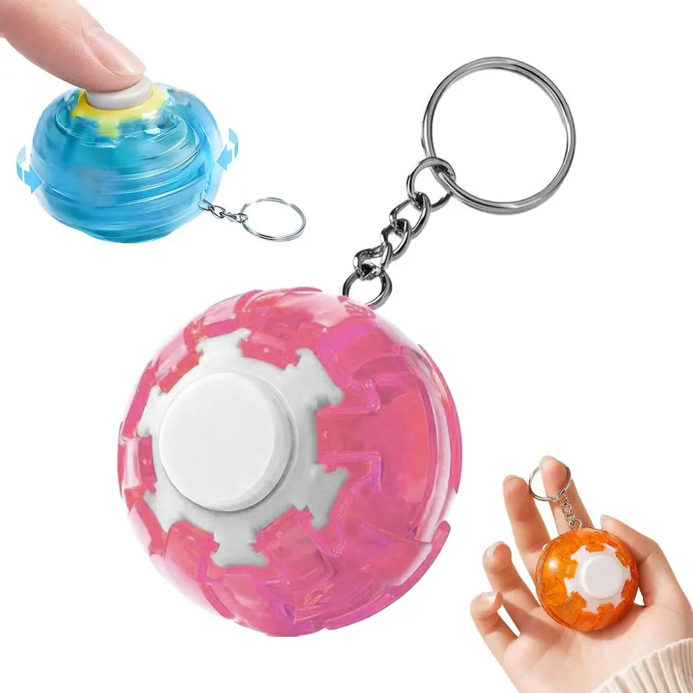 Rotatable Fidget Spinner Ball Keychain – Mini Sensory Toy Fidget Sensory Toy PLUSH Pink
