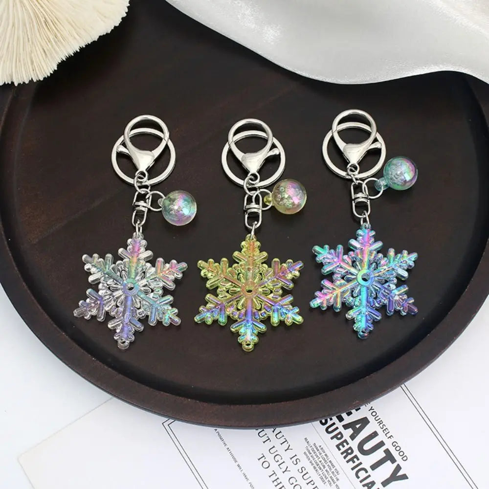 Transparent Snowflake Acrylic Keychain – Colorful Laser Pendant Acrylic Keychain PLUSH