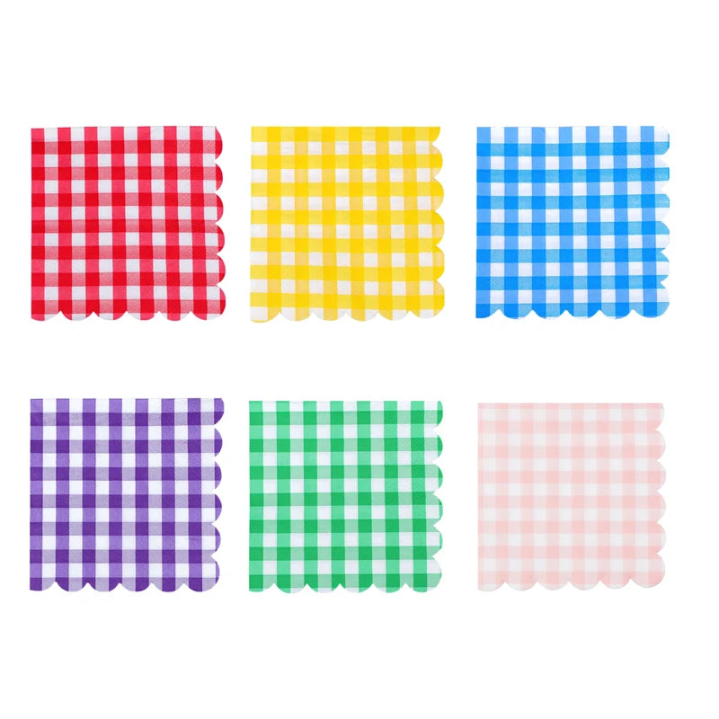 Plaid Paper Napkins 25/50pcs – Colorful Disposable Serviettes Disposable Paper Napkins PLUSH Random Color 25PCS