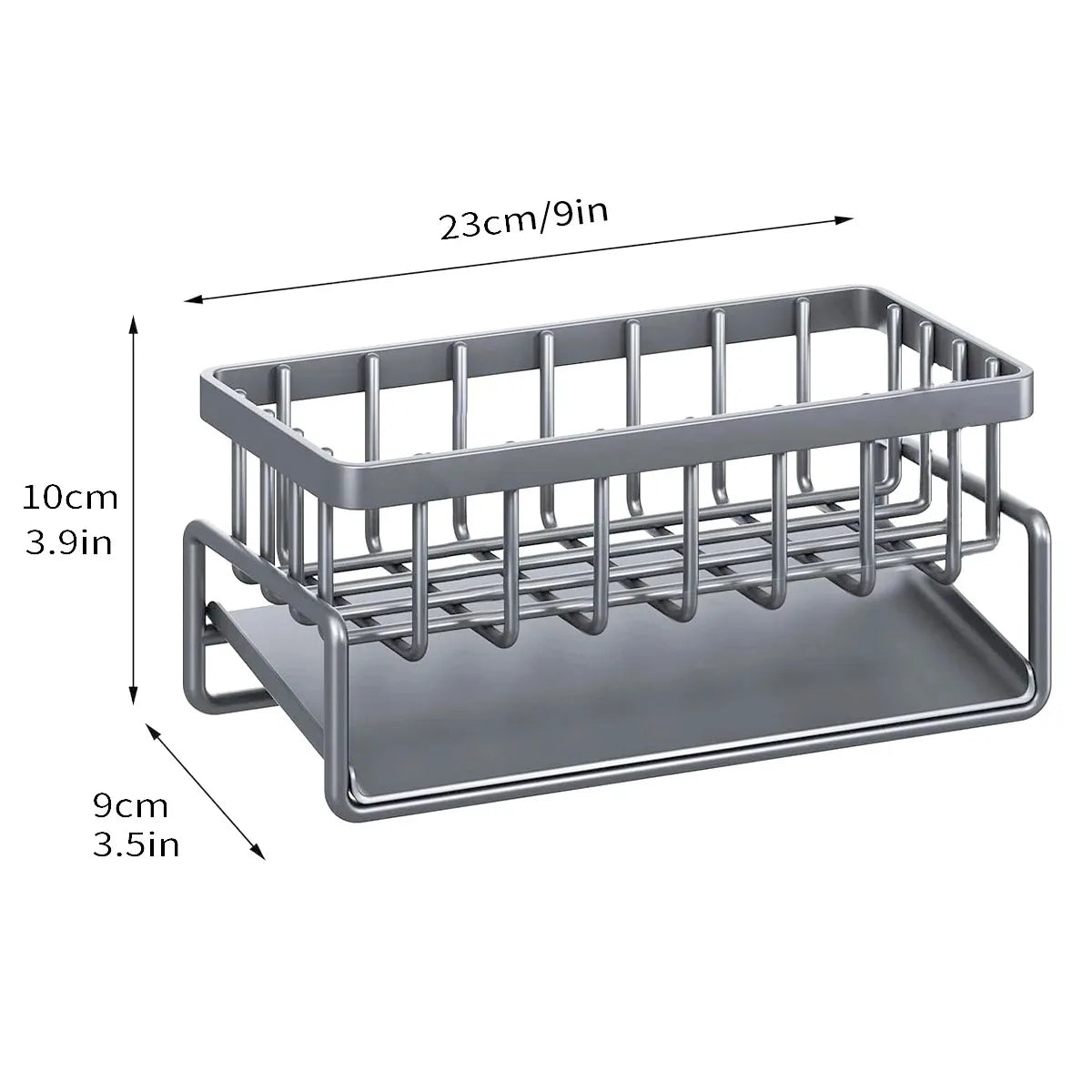 Sink Drain Rack Sponge & Soap Holder Kitchen Organizer Sink Organizer Rack PLUSH Grey