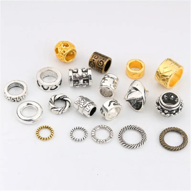 5pcs Viking Dreadlock Hair Braid Beads Cuffs Rings Gold Silver Hair Braid Cuffs PLUSH