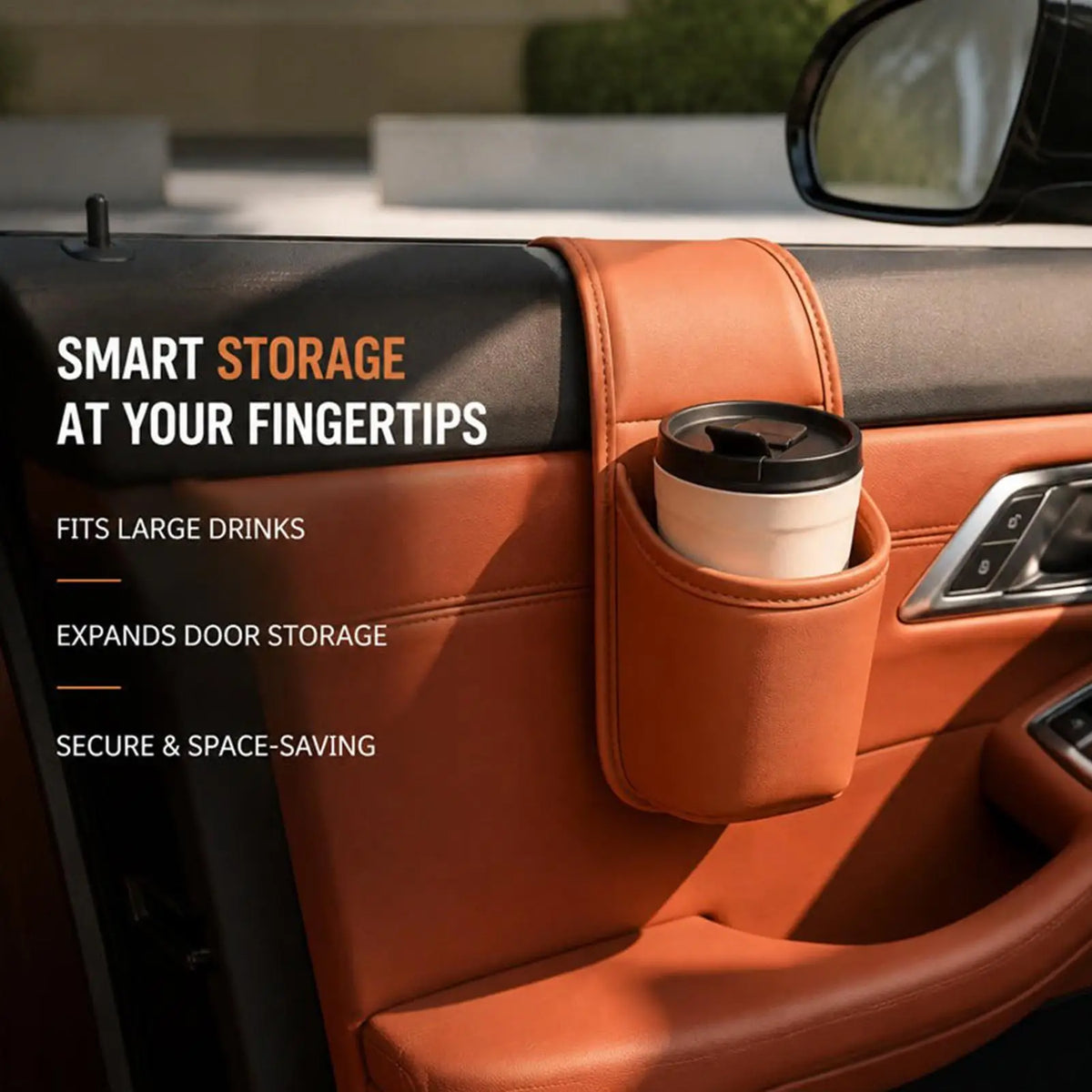 Universal Car Door Cup Holder & Organizer – PU Leather Car Cup Holder Organizer PLUSH