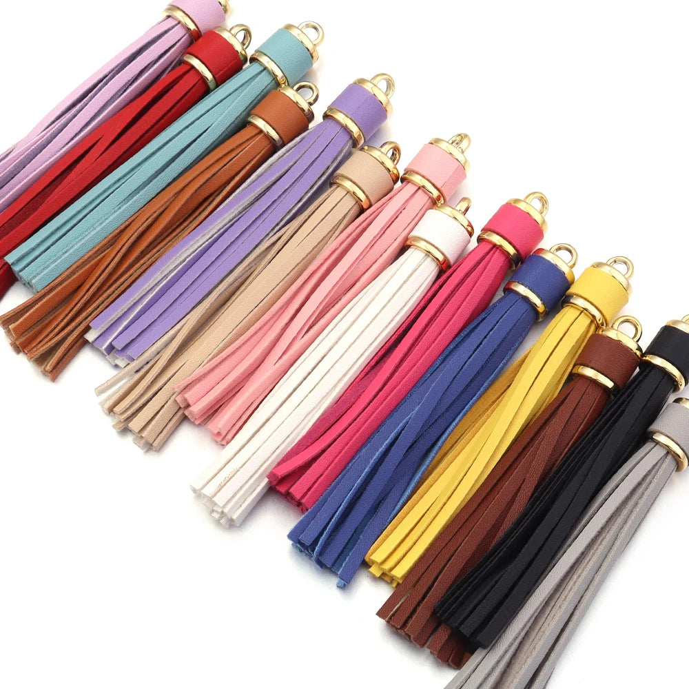 4pcs 10cm PU Leather Colorful Tassel Pendants – DIY Jewelry Tassel Jewelry Charm PLUSH