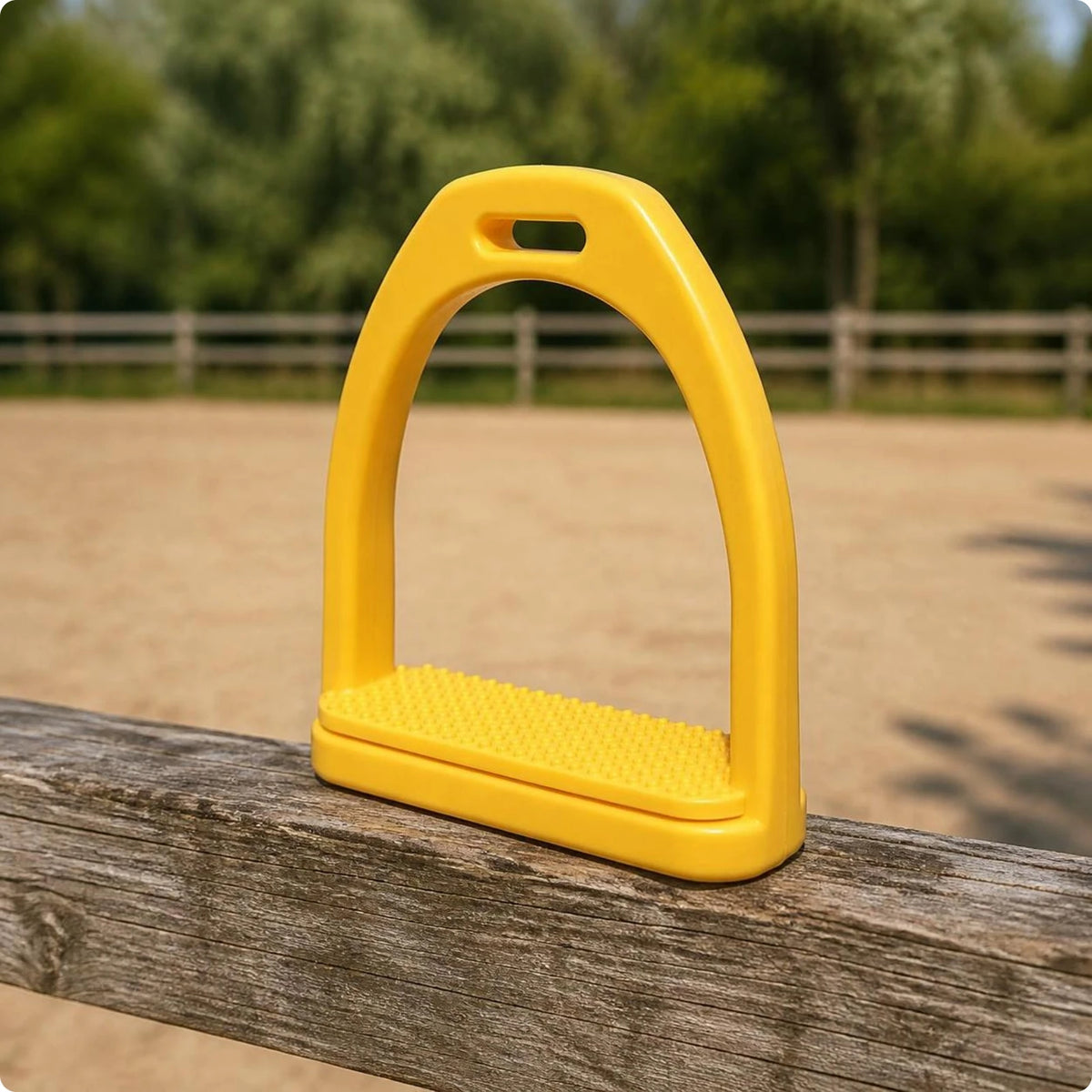 Lightweight Plastic Horse Stirrups with Rubber Grip | Riding Tack Horse Stirrups PLUSH Yellow