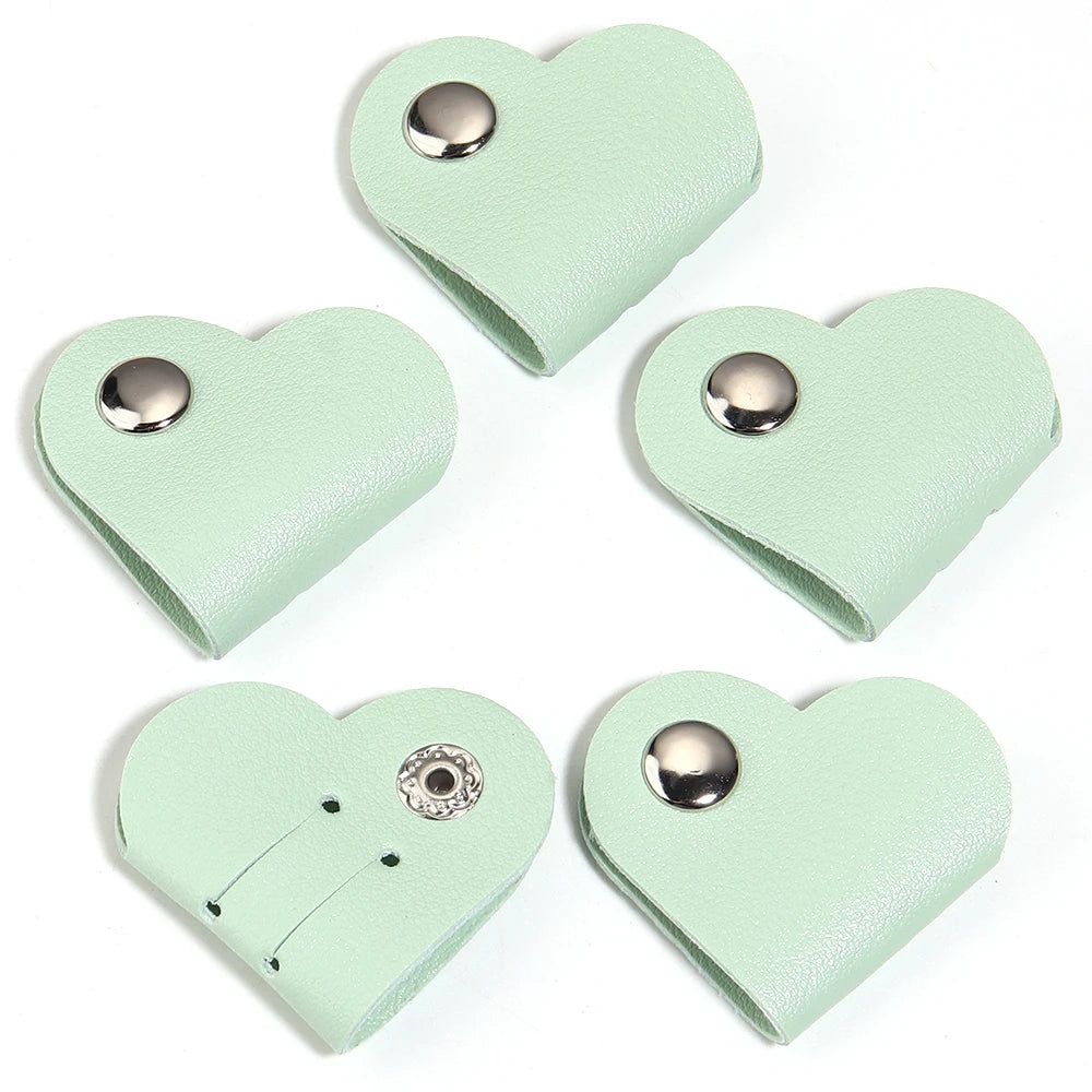 5pcs Heart PVC Cable Clips – Cord & Wire Organizer Holder Cable Organizer Clips PLUSH grass green