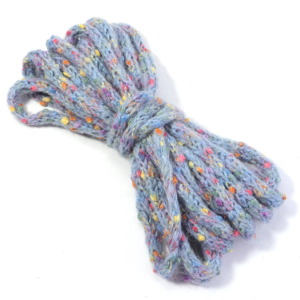 5 Yards 10mm Colorful Confetti Acrylic Knitted Yarn Cord – DIY Craft Yarn Cord PLUSH light blue