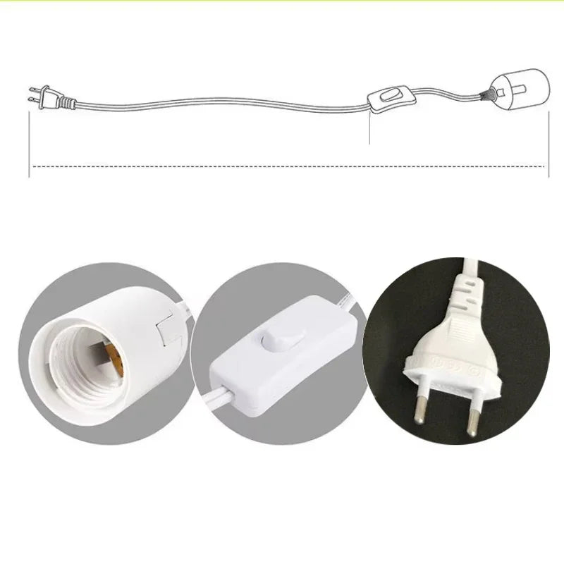 E27 Pendant Lamp Holder 1.8m Cord EU Plug with Switch Pendant Lamp Holder PLUSH