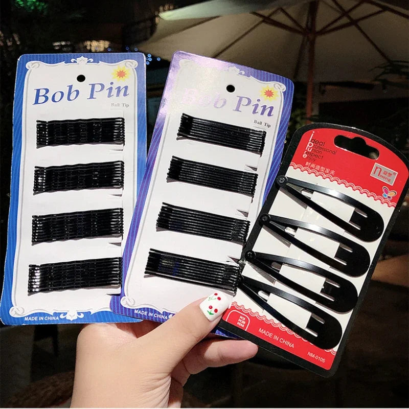Women's Black Bobby Hair Clips & Barrettes 4–7cm Wave Straight Hair Clips & Barrettes PLUSH