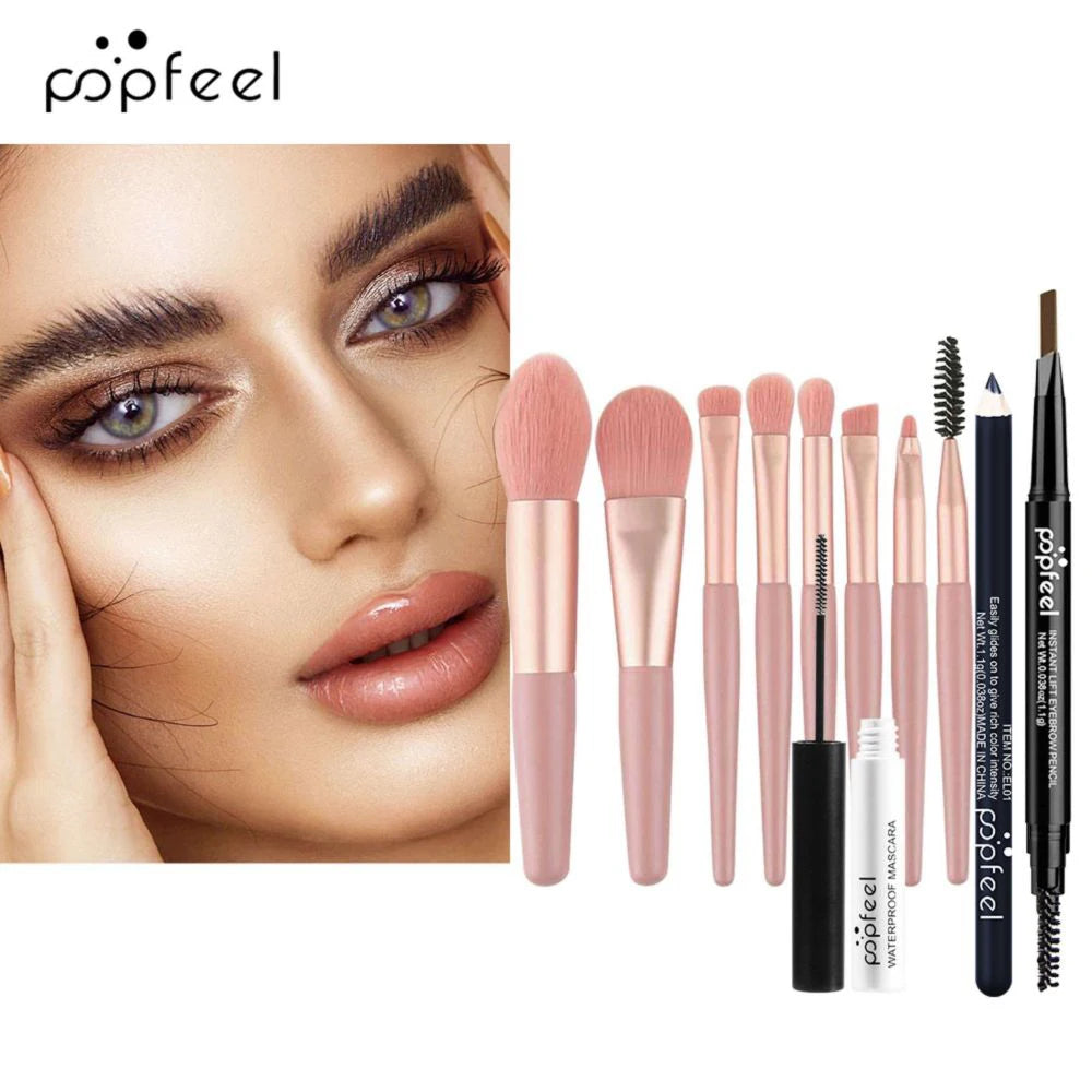 POPFEEL Eye Makeup Set – Palette, Eyeliner, Mascara & 8 Brushes Eye Makeup Set PLUSH