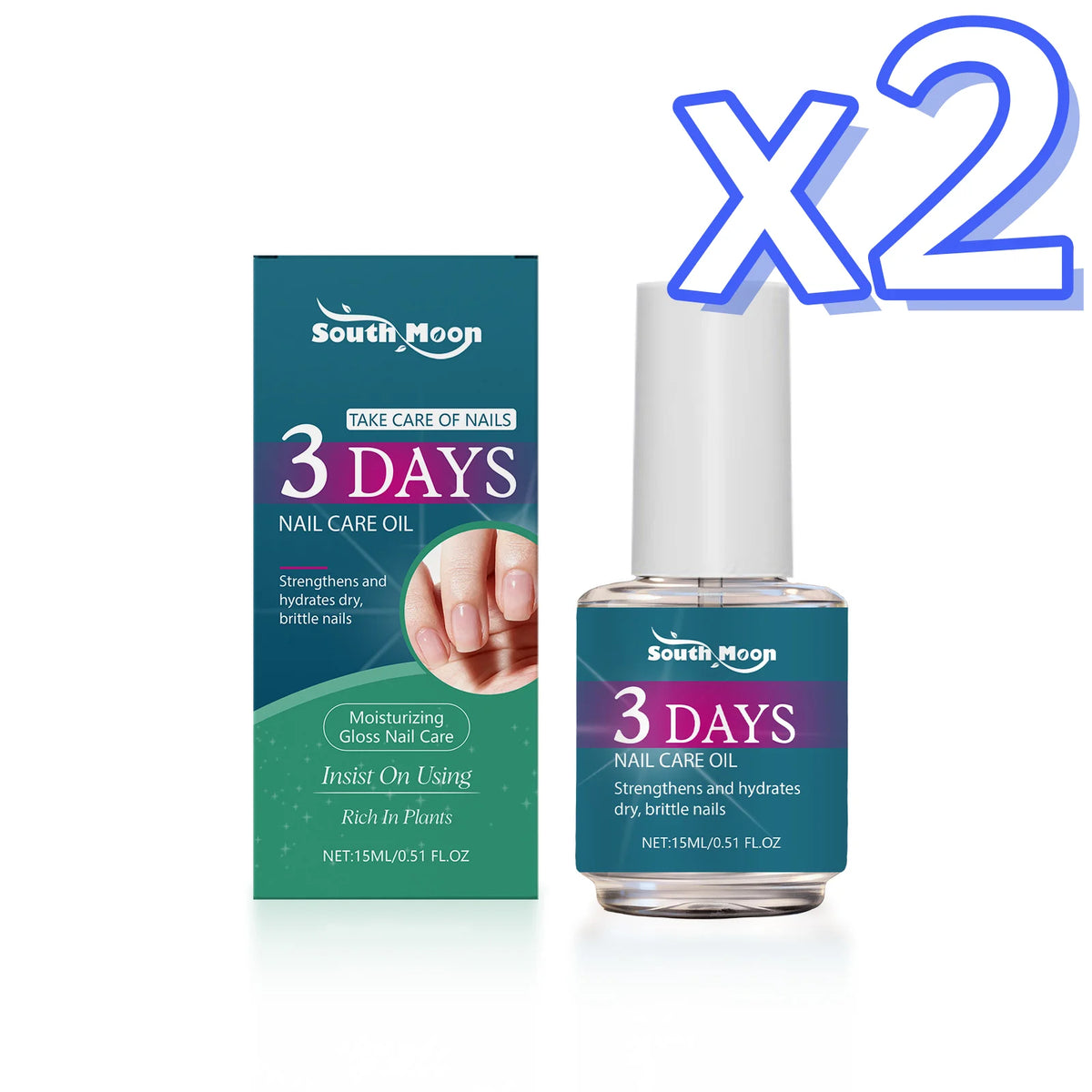 South Moon Plant-Based Nail Care Oil | Strengthener & Cuticle Oil Nail Care Oil PLUSH 15ml boxed x 2