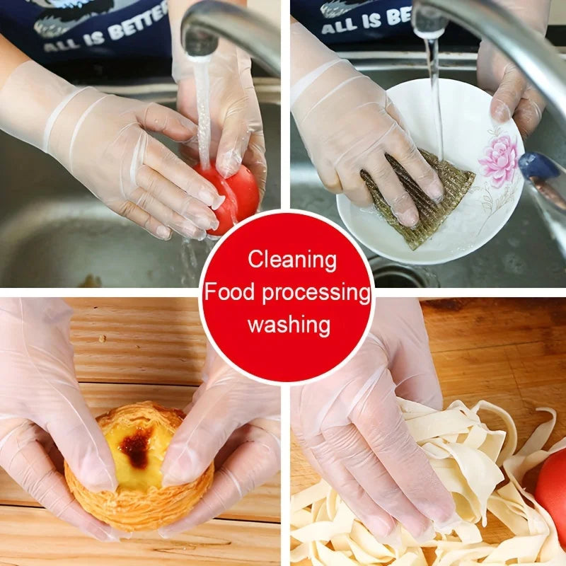100/200pcs Disposable TPE Gloves – Powder & Latex Free Disposable Gloves PLUSH