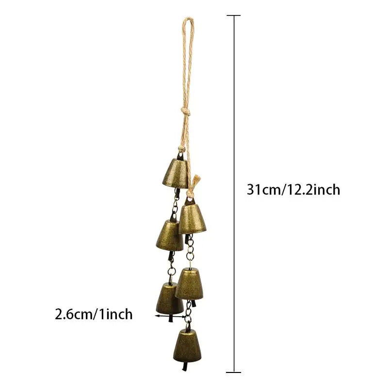 Vintage Brass Hanging Bells – Rustic Wind Chime Wall Decor Wind Chime Decor PLUSH A2