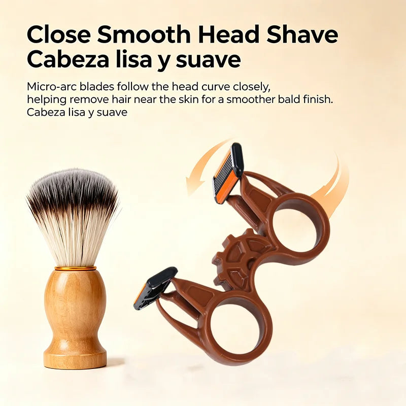 2-Pack Shaving Kit – Wood Handle Brush & Manual Razor Shaving Grooming Kit PLUSH