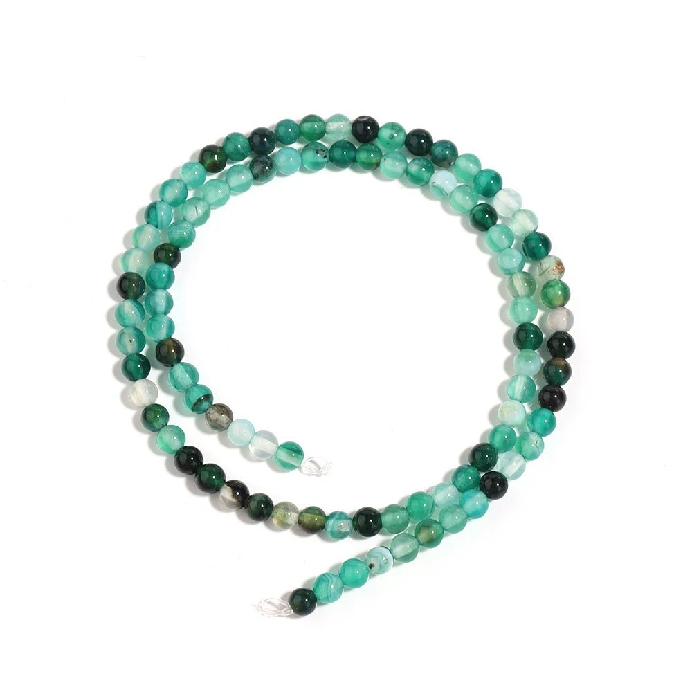 Green Striped Agate Round Spacer Beads – DIY Jewelry Making Natural Stone Beads PLUSH 4mm