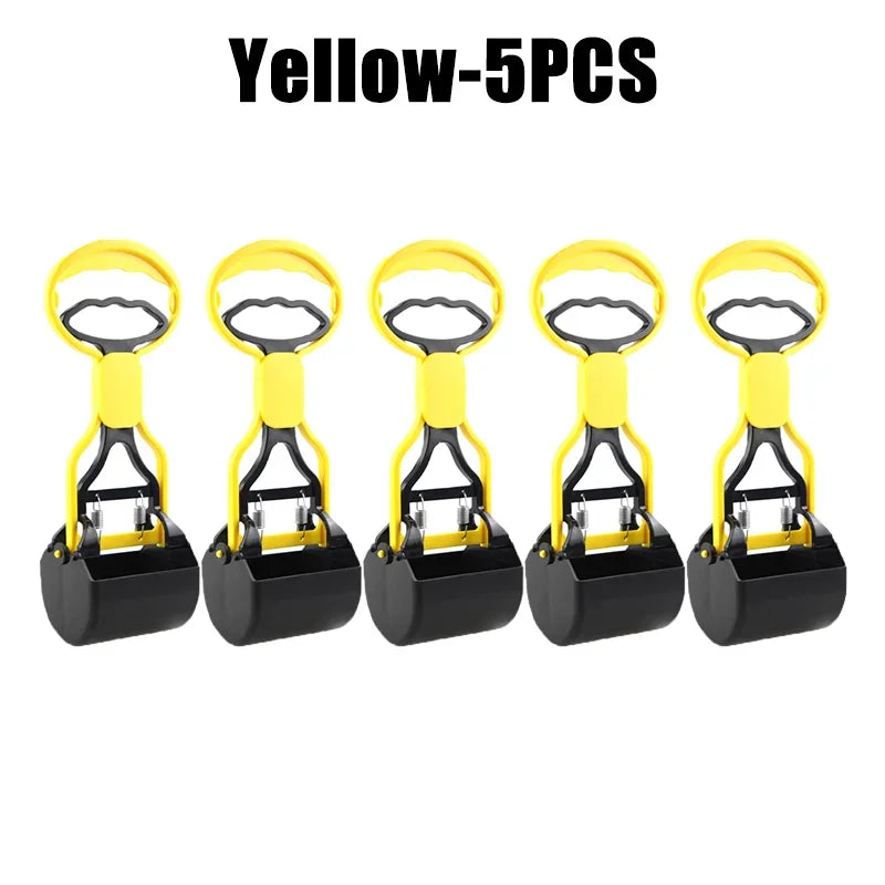 Dog & Cat Pooper Scooper Long Handle Jaw Design 28CM Pet Waste Scooper PLUSH Yellow-5PCS