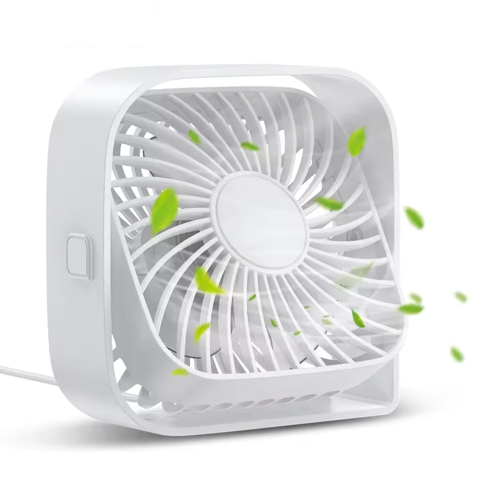 Mini Desktop USB Fan – 360° Rotation Portable Strong Airflow Desktop USB Fan PLUSH WHITE