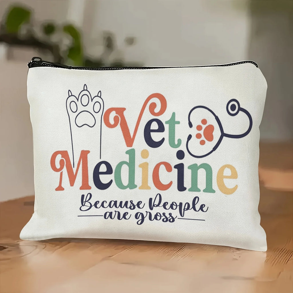 Veterinary Themed Makeup Bag – Cute Zipper Travel Pouch Zipper Cosmetic Bag PLUSH A