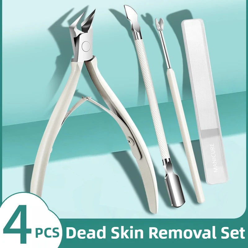 4-Pc Stainless Steel Cuticle Scissors & Pliers Set | Ouriner Cuticle Nail Tool Set PLUSH