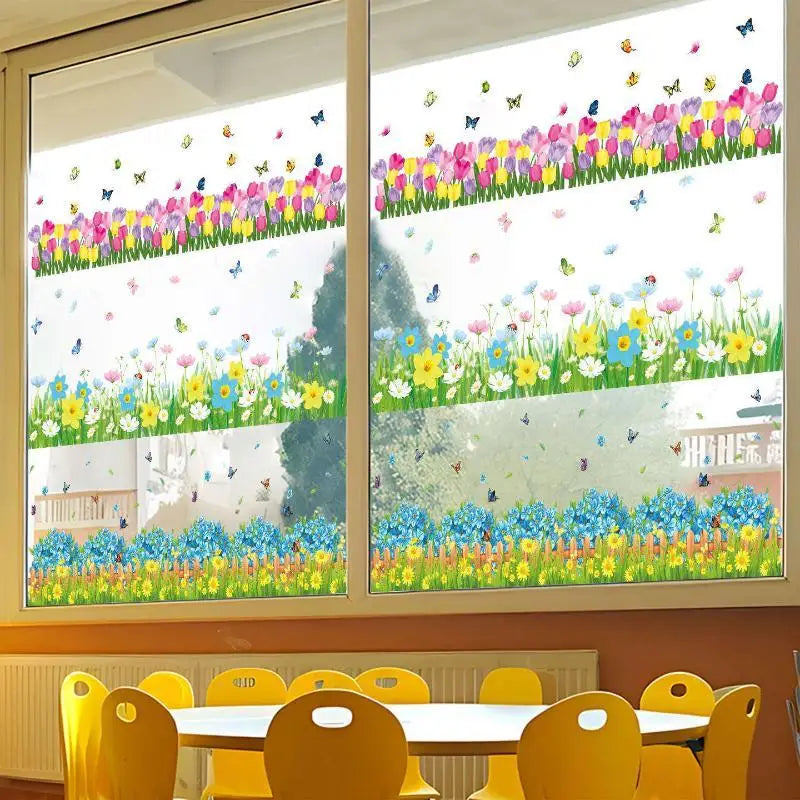 Pastoral Flower & Butterfly PVC Wall Stickers – Baseboard Decals Wall Border Sticker PLUSH