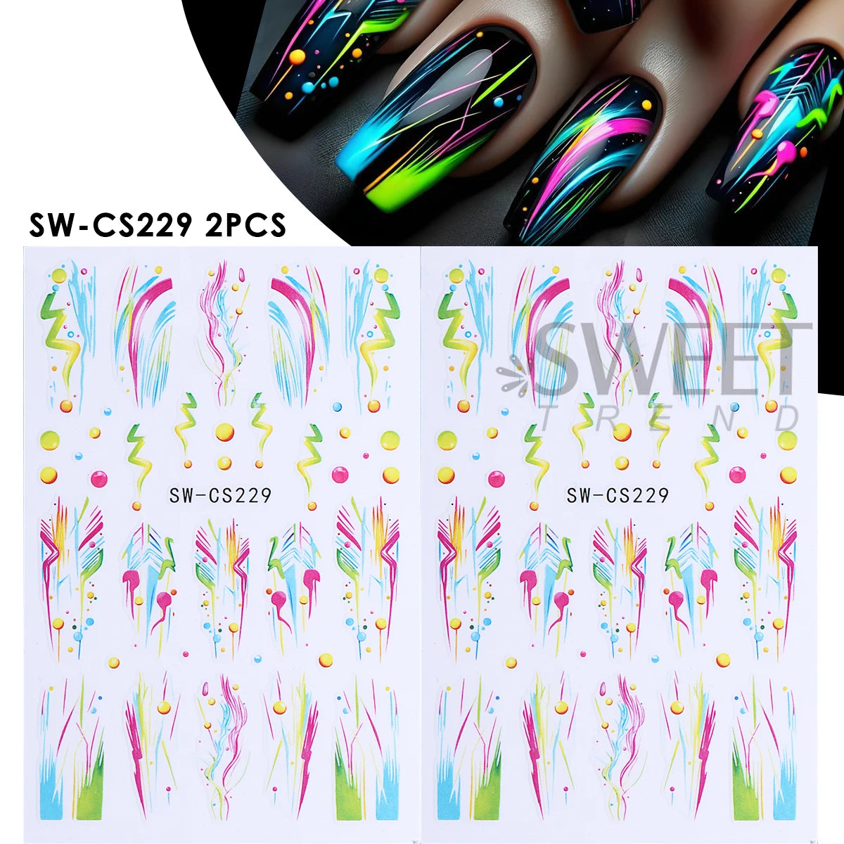 Polka Dot Nail Stickers 3D Decals DIY Manicure Foils – 2 Sheets Nail Art Stickers PLUSH SW-CS229 2PCS