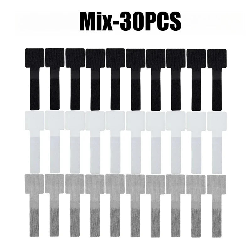 Reusable Hook & Loop Cable Ties | Self-Adhesive Wire Organizer Cable Ties Organizer PLUSH Mix-30PCS
