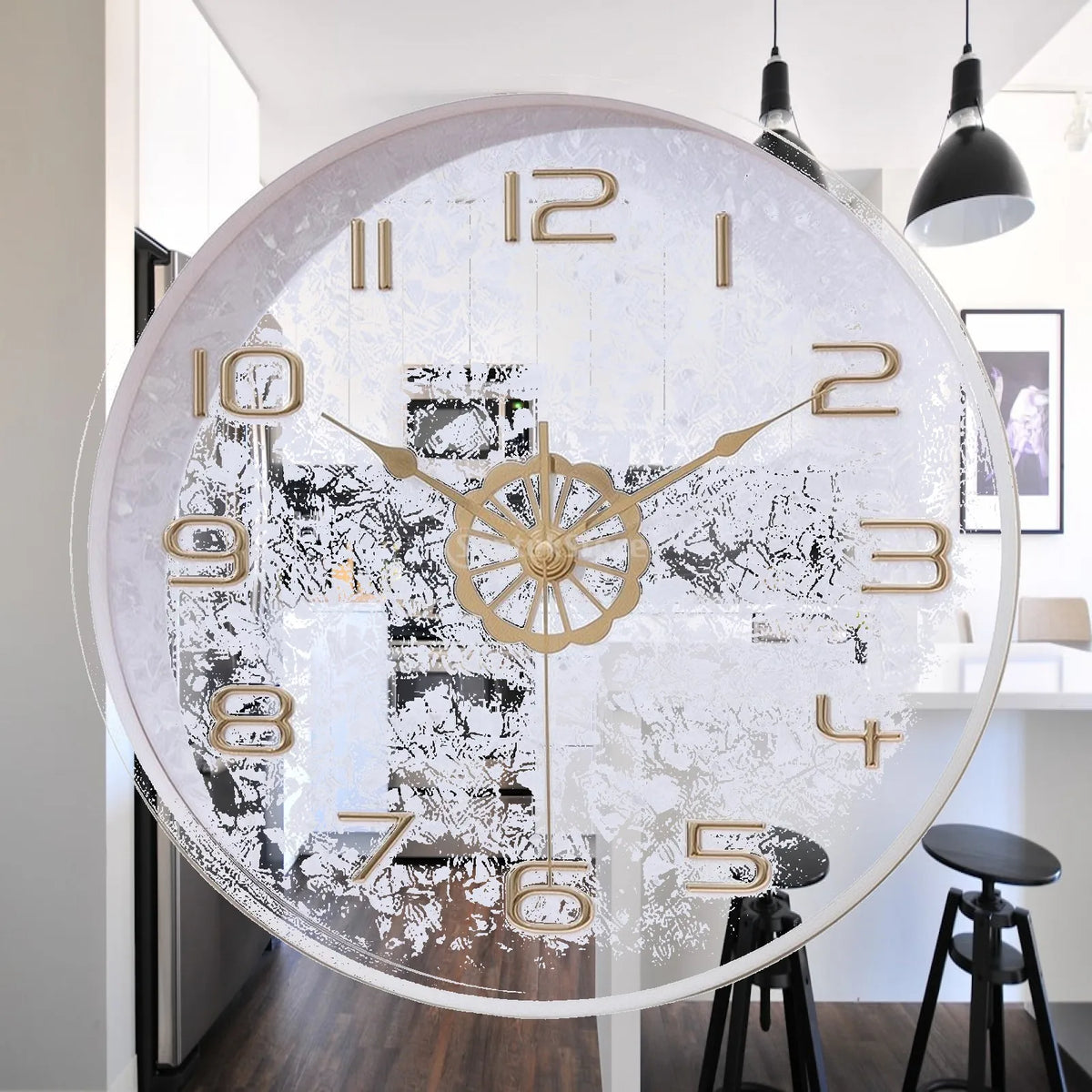 35cm Silent Glow Sound-Activated Analog Wall Clock Wall Clock PLUSH Sun