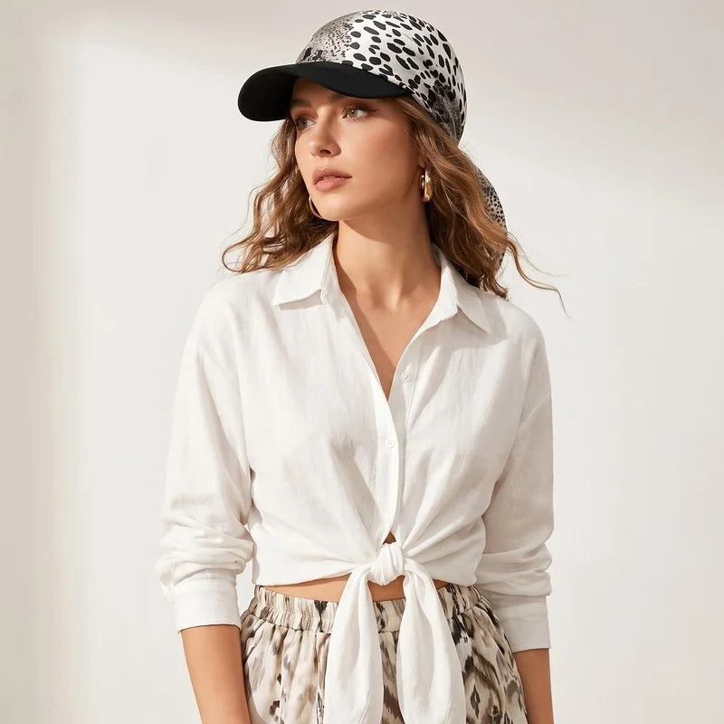 Women's Bandana Visor Hat Self-Tie Headscarf Beach Cap Visor Headscarf Hat PLUSH