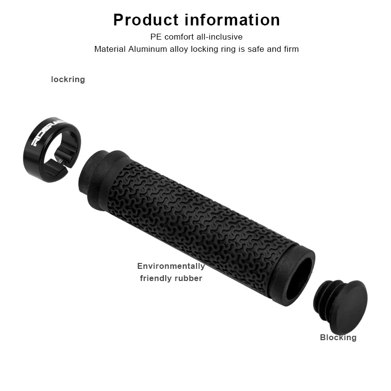 RIDERACE MTB Bicycle Handlebar Grips – Non-Slip Locking Rubber Bike Handlebar Grips PLUSH