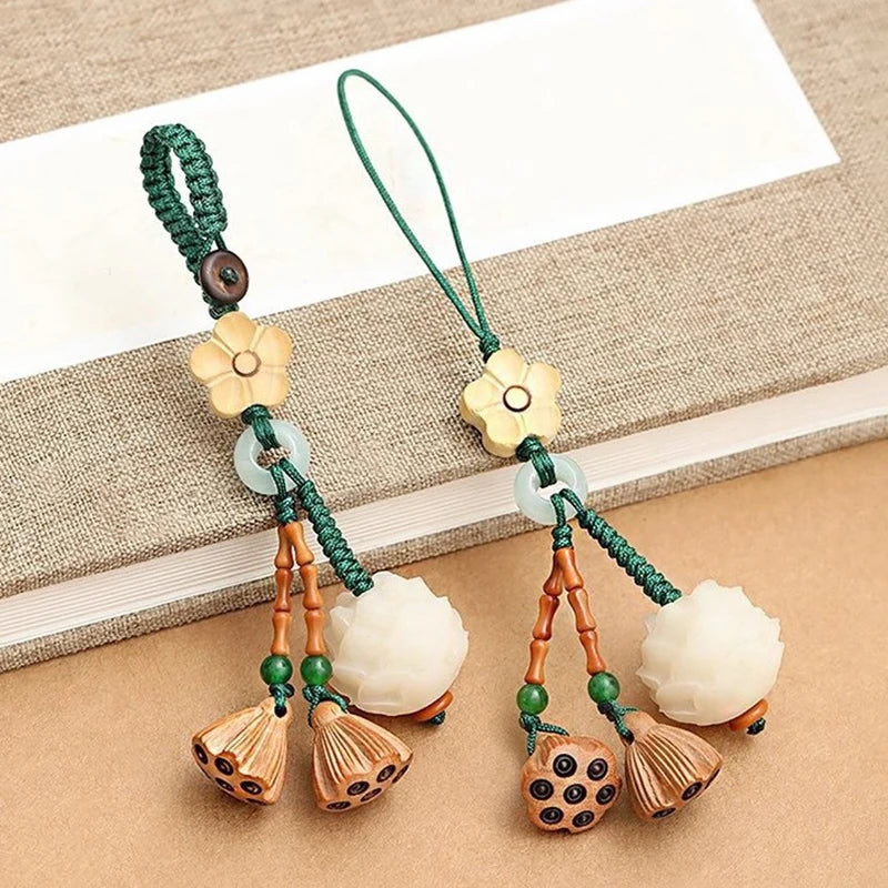 Lucky Bodhi Lotus Phone Chain & Car Key Pendant | Chinese Style Pendant Key Chain PLUSH
