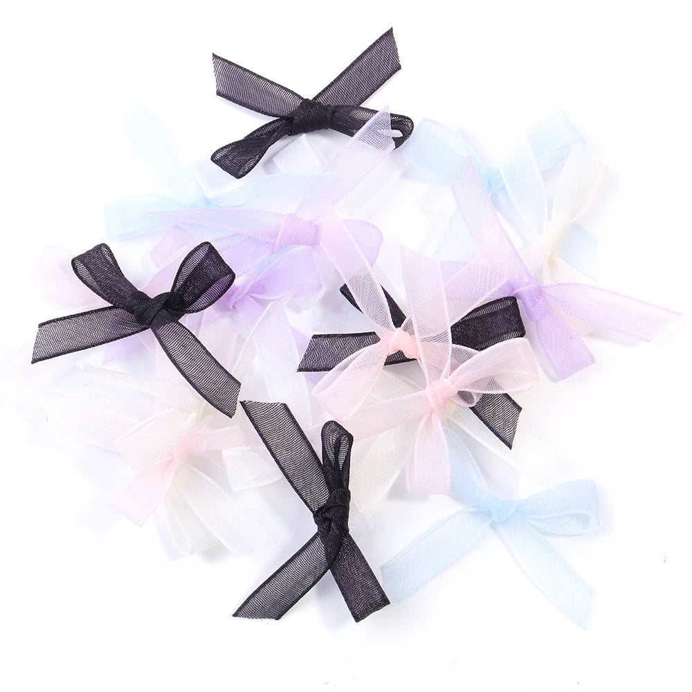 20pcs Mini Ribbon Bows – Colorful Polyester Bowknots for DIY Crafts Ribbon Bows PLUSH Mixed 3X4.2cm