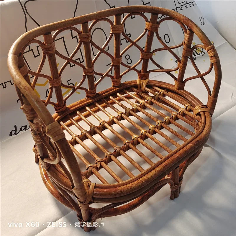 Newborn Photography Prop – Retro Rattan Baby Basket Chair Photography Prop Basket PLUSH