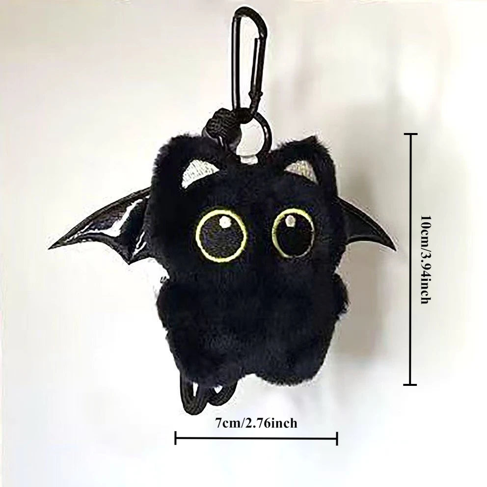 Cute Black Cat Plush Keychain – Big-Eyed Kitten Key Ring Plush Keychain Charm PLUSH
