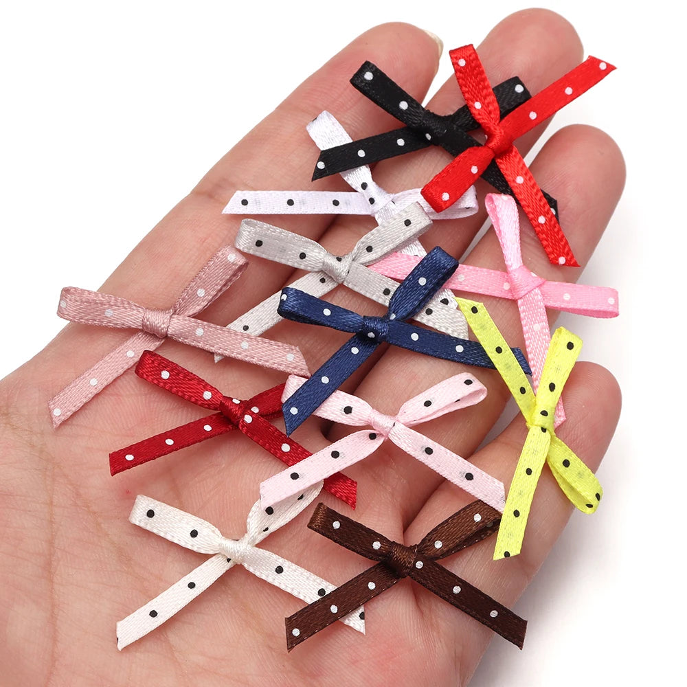 50pcs Polka Dot Ribbon Bows – DIY Gift Wrapping & Hair Decor Ribbon Bows PLUSH