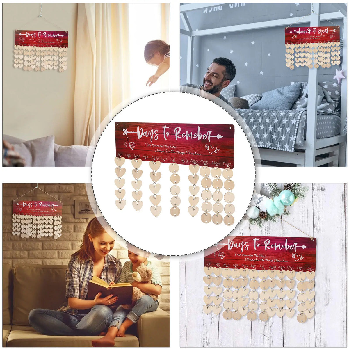 Wooden DIY Birthday Calendar Hanging Plaque | Family Reminder Wooden Wall Plaque PLUSH