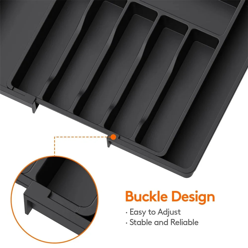 Adjustable Silverware Drawer Organizer – Expandable Utensil Tray Drawer Organizer Tray PLUSH