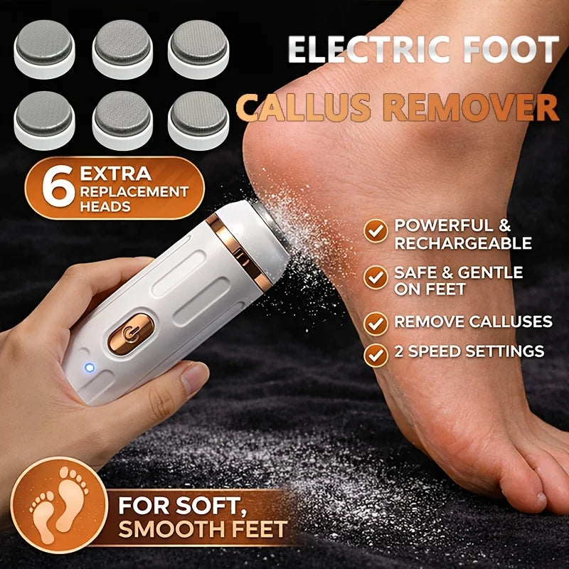 Electric Foot File & Callus Remover – USB Rechargeable Pedicure Electric Callus Remover PLUSH