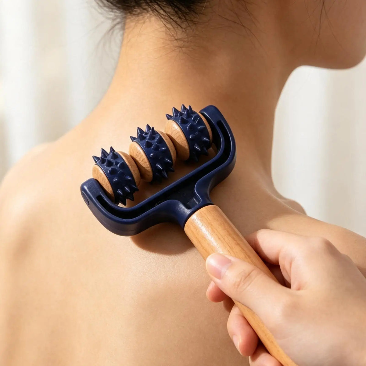 Wooden Handheld Massage Roller – Body, Neck & Legs Handheld Massage Roller PLUSH