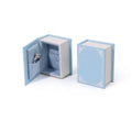 Book Shape Flip Lid Ring Box – Jewelry & Earring Display Case Jewelry Display Box PLUSH Blue-Silver