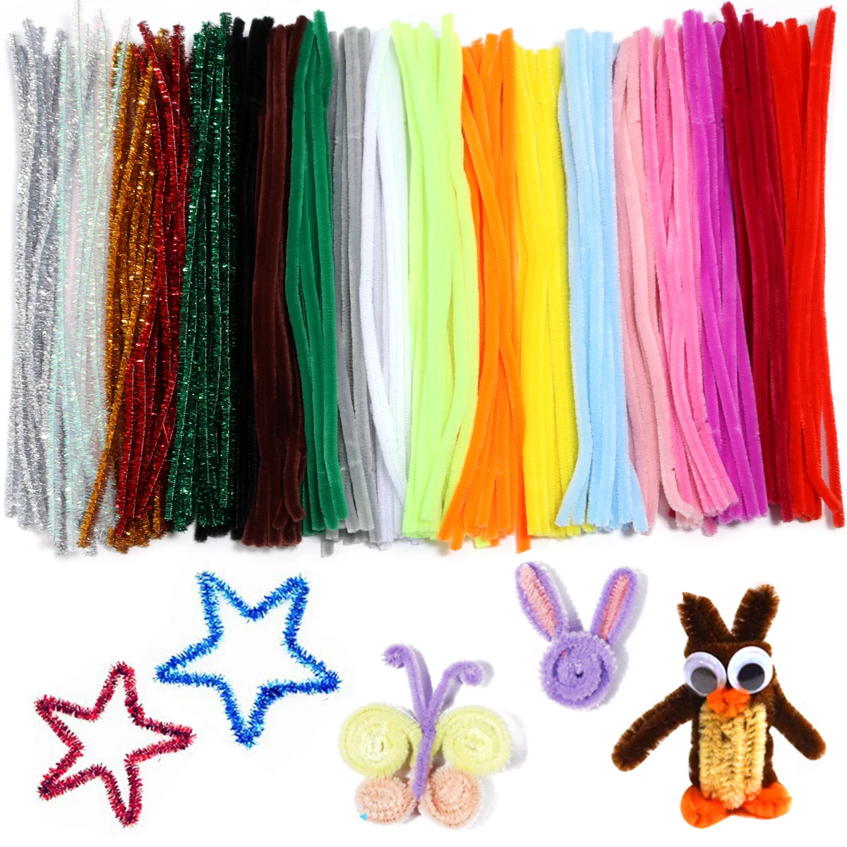 100pcs Chenille Pipe Cleaners – DIY Crafts & Jewelry Making Craft Wire Supplies PLUSH