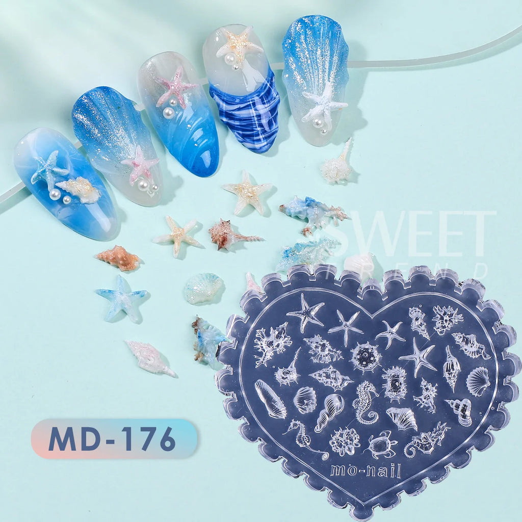 Ocean Silicone Nail Mold – 3D Starfish Shell Sea Life Art Nail Art Mold PLUSH