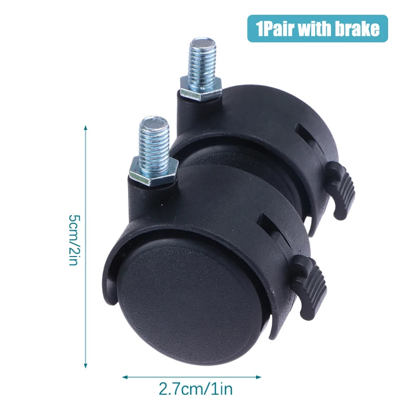 1-Inch Swivel Caster Wheels with Brake – 1 Pair Universal Swivel Caster Wheels PLUSH D 1Pair