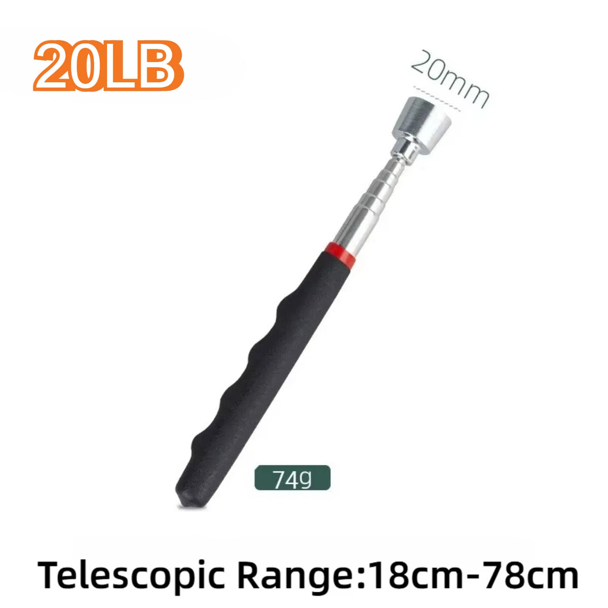 Telescopic Magnetic Pickup Stick & Inspection Mirror Tool Magnetic Pickup Tool PLUSH 20LB Black