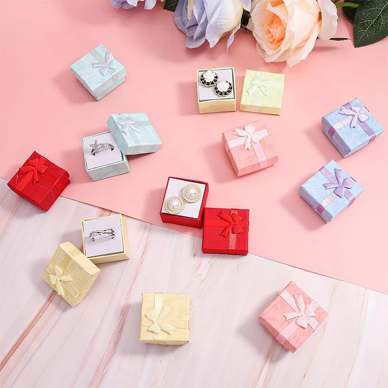 Multicolor Jewelry Gift Boxes with Bowknot 12/24 Pack Jewelry Gift Box PLUSH