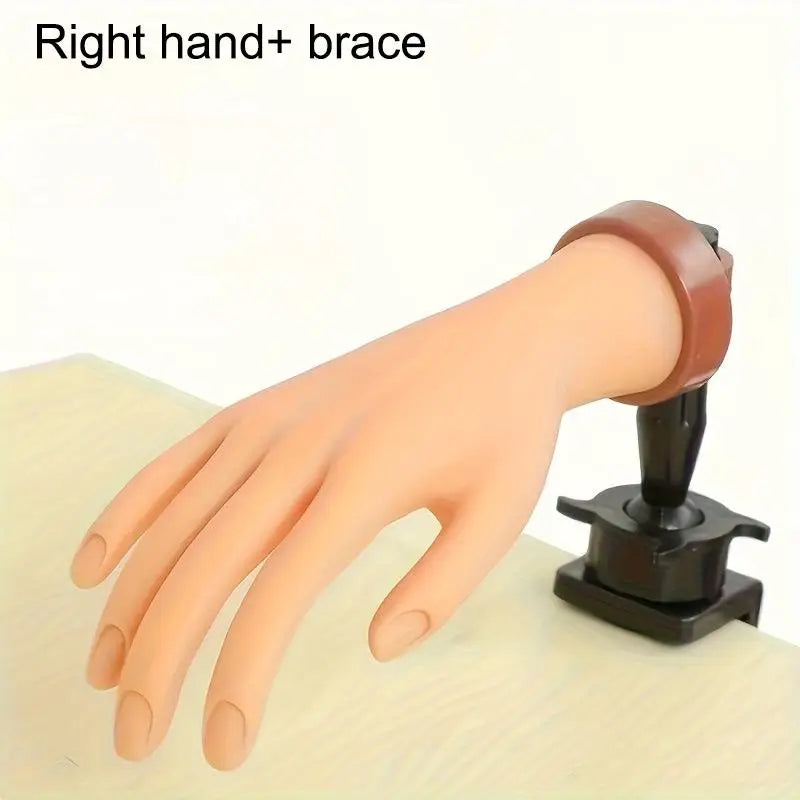 Nail Practice Mannequin Hand – Flexible Fingers & Desk Bracket Nail Practice Hand PLUSH Right and brace