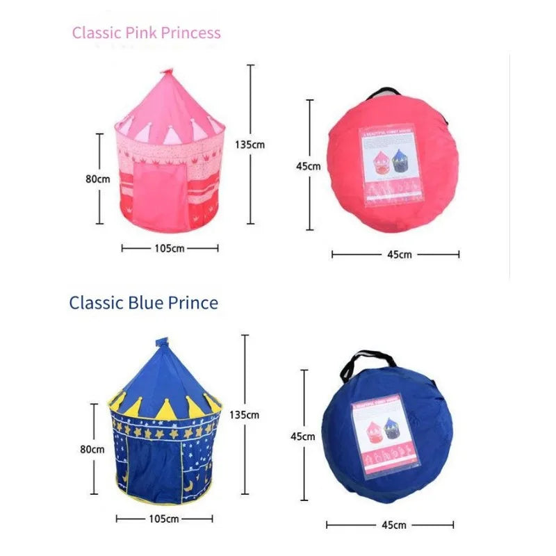 Kids Castle Play Tent Yurt – Pink Princess & Blue Prince Playhouse Kids Play Tent PLUSH