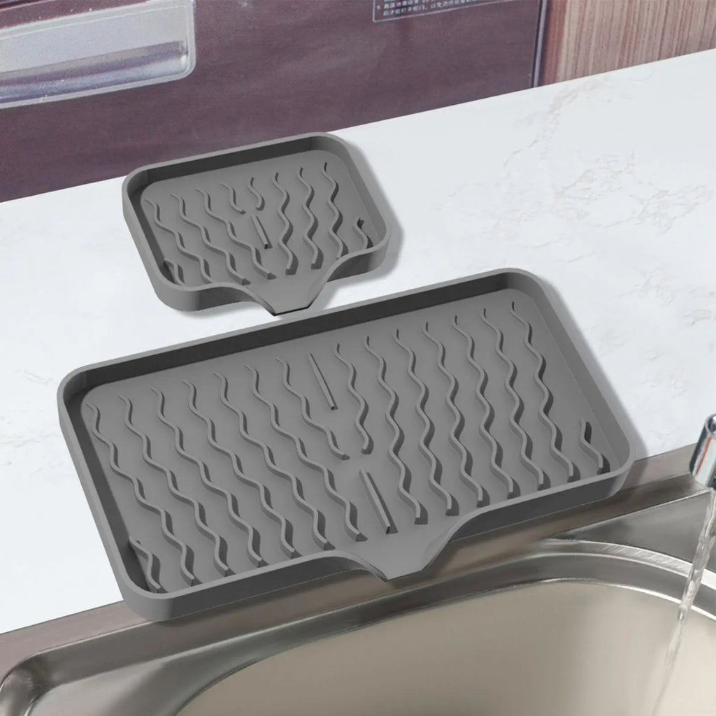 Silicone Sink Mat – Self-Draining Soap Dish & Sponge Holder Silicone Sink Mat PLUSH