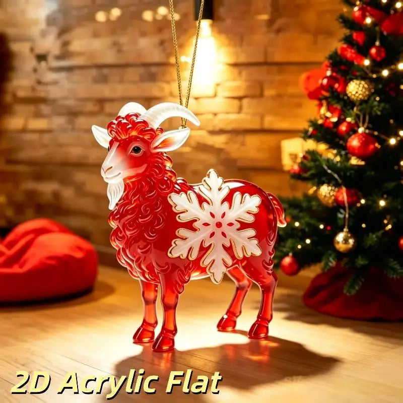 Acrylic Chinese Zodiac Goat Hanging Ornament Red Gold Holiday Hanging Ornament PLUSH A6