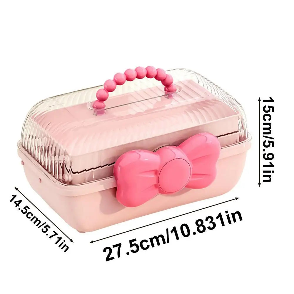 Girls Multi-Layer Hair Accessories & Jewelry Storage Box Hair Accessories Organizer PLUSH Pink